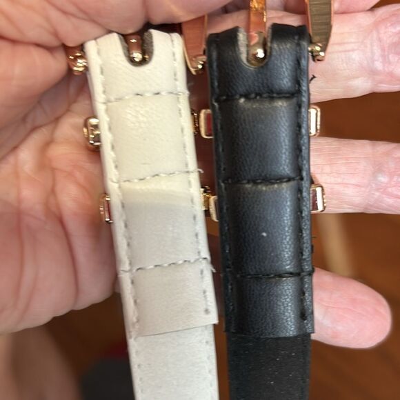 2 Pack women's faux leather belts black+white 110 cm/43.3" - Picture 2 of 7